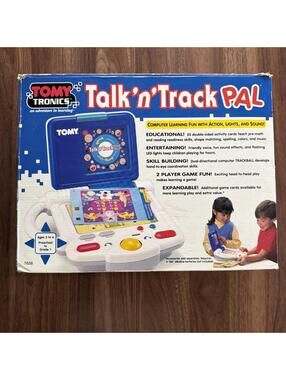 Vintage TOMY Talk 'N Track Pal Kids Educational Learning Toy Works W/ 24 Cards
